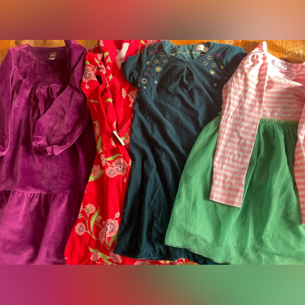 Tea collection Mini Boden & Hanna Andersson Holiday/Winter Dresses Size 6/7/8